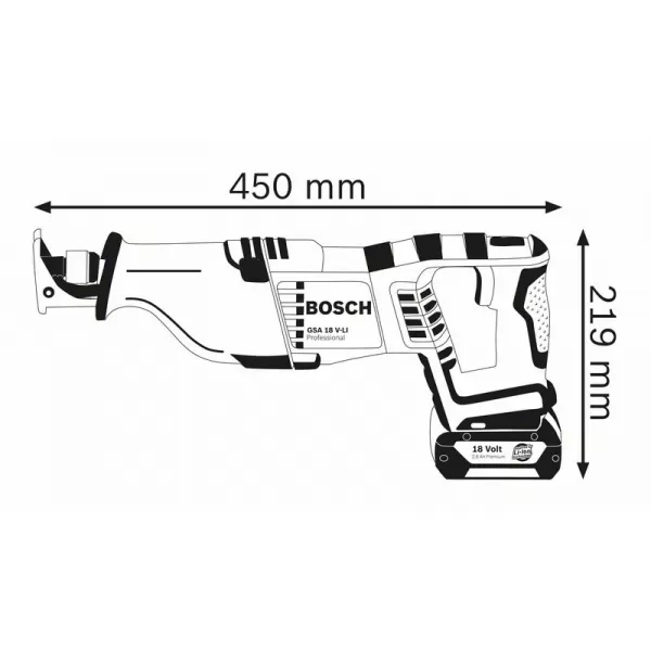 Aku pila ocaska Bosch GSA 18 V-LI Professional - solo 060164J000