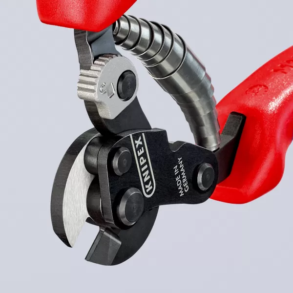 Nůžky na dratěná lanka Knipex pro vysokopevnostní drátěná lana brunýrované, s vícesložkovými návleky 160 mm