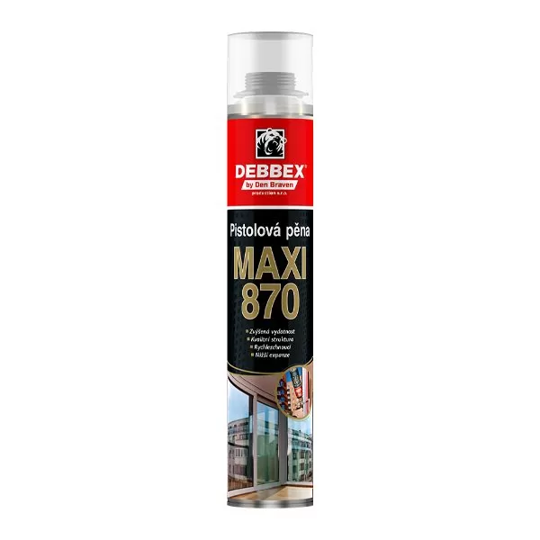 Pistolová pěna MAXI 870 870 ml pistolová dóza žlutá Debbex