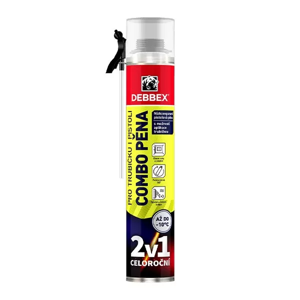 COMBO PĚNA pro trubičku i pistoli 750 ml pistolová dóza žlutá Debbex