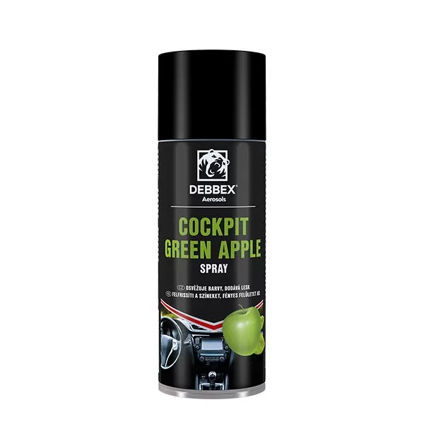 Cockpit spray 400 ml, zelené jablko aerosolový sprej Debbex