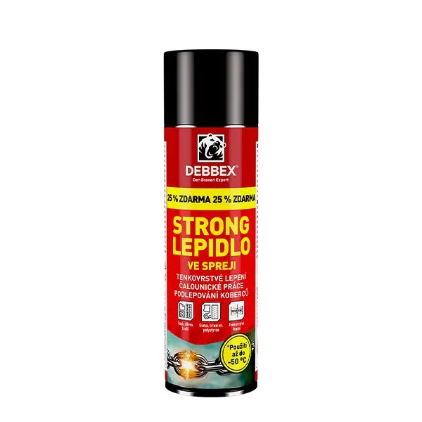 STRONG Lepidlo ve spreji 500 ml aerosolový sprej 400 + 100 ml nažloutlá Debbex