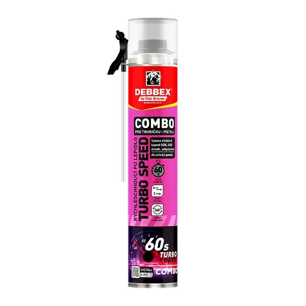 Rychleschnoucí PU lepidlo Turbo Speed COMBO 750 ml pistolová dóza žlutá Debbex