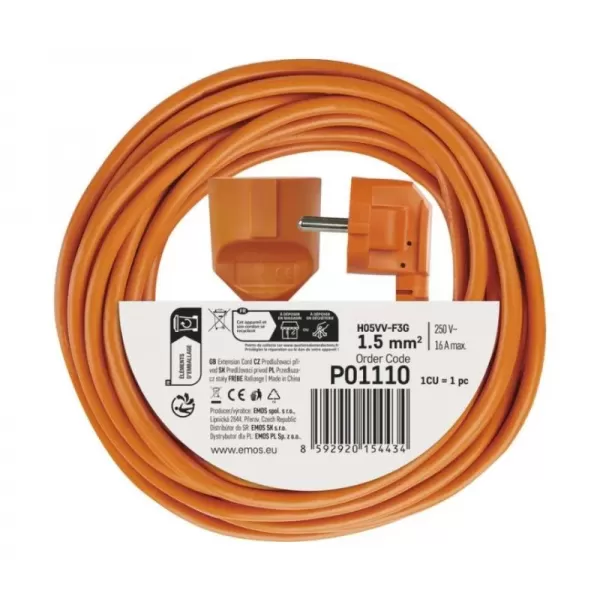 Kabel prodlužovací 30m EMOS P01130 PVC 230V, oranžový 1,5mm2