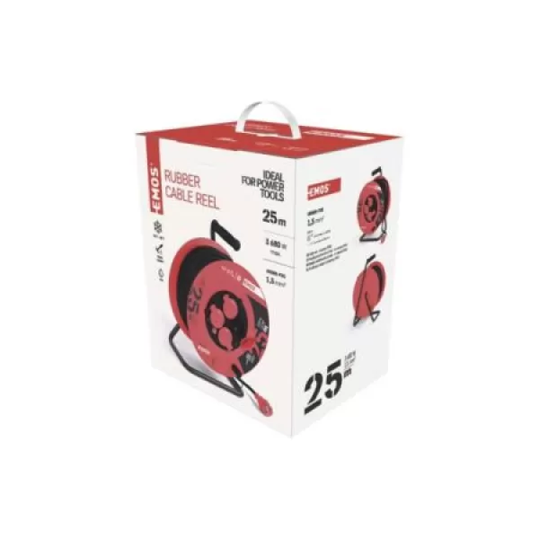 Prodlužovák bubnový 25m 230V, 1,5mm Guma EMOS P084251