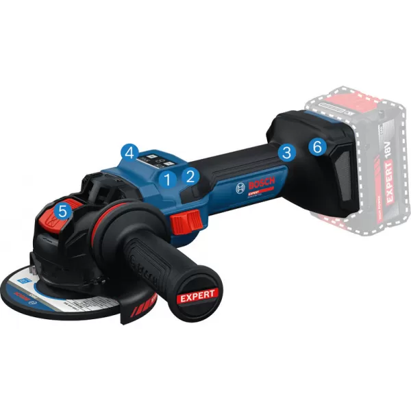 Aku úhlová bruska Bosch EXWS18V-15S EXPERT, 2 x aku 8,0Ah, L-Boxx, matice