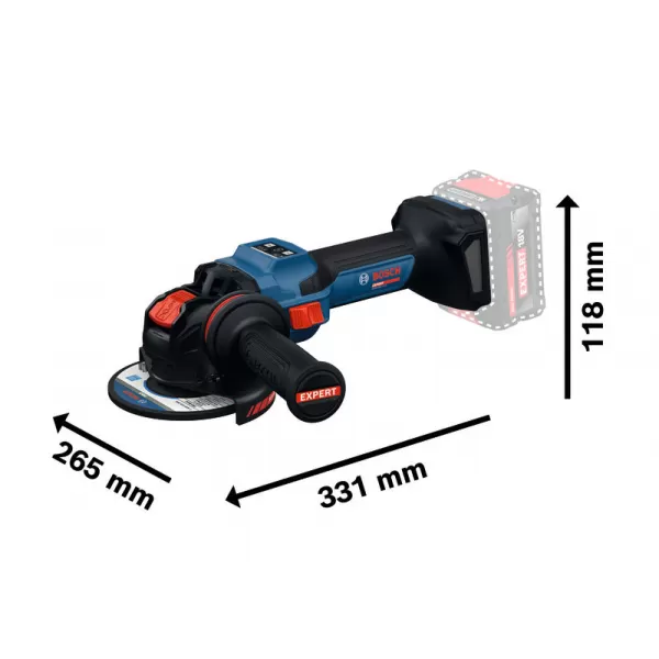 Aku úhlová bruska Bosch EXWS18V-15S EXPERT, 2 x aku 8,0Ah, L-Boxx, matice