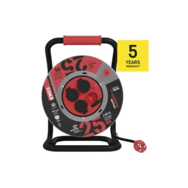 Prodlužovák bubnový 25m 230V 1,5mm Guma EMOS P084254