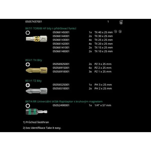 Sada bitů Wera 057437 Bity Bit-Check 30 Wood TX HF 1 SB