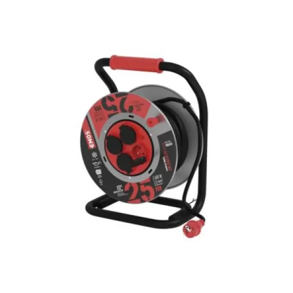 Prodlužovák bubnový 25m 230V 1,5mm Guma EMOS P084254