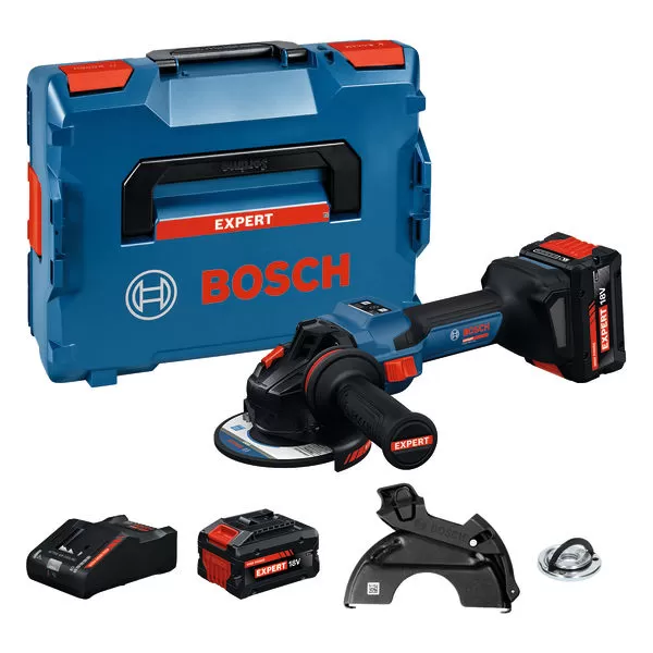 Aku úhlová bruska Bosch EXWS18V-15S EXPERT, 2 x aku 8,0Ah, L-Boxx, matice
