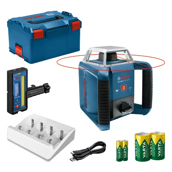 Laser rotační Bosch GRL 400 H Professional plus přijímač + LR 45 v L-BOXX