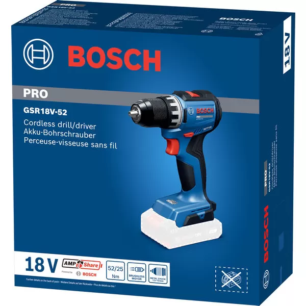 Aku vrtačka s příklepem Bosch GSB 18V-52 Professional, 1x2,0Ah,1x4,0Ah, L-Booxx 136 06019S0122