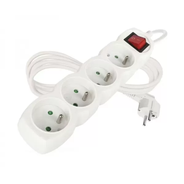Kabel prodlužovací 4 zásuvky 3m EMOS P1413 s vypánačem PVC, 230V 1 mm2