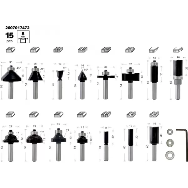 Sada fréz, stopka 8,0mm Bosch PRO