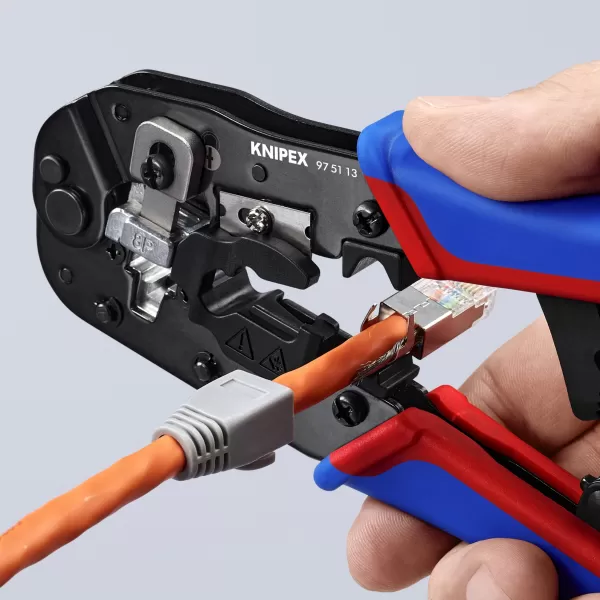 Lisovací krimpovací kleště Knipex pro westernové zástrčky