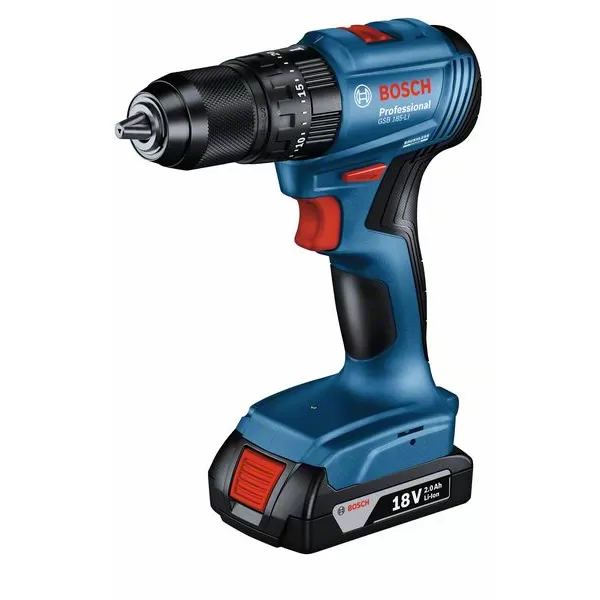 Aku vrtačka s příklepem Bosch GSB 185-Li, 2x GBA 18V 2.0Ah + GAL 18V-20