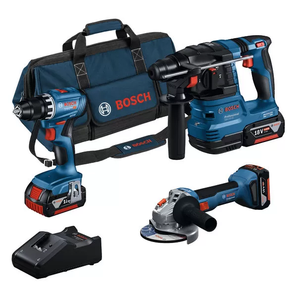 Sada aku nářadí Bosch GSR 18V-45 + GBH 18V-22 + GWS 18V-8 Professional