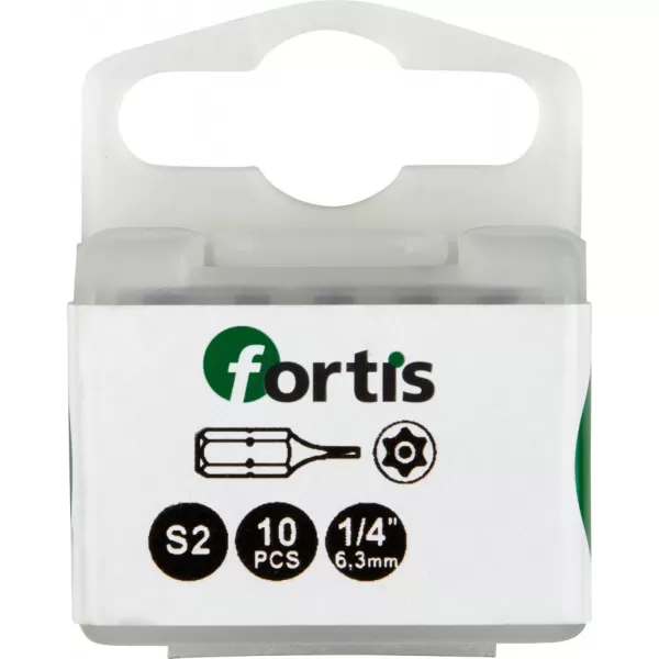 Bit šroubovací tvrdý typ 1/4" DIN3126 C6,3 T15x25mm s otvorem, balení 10ks FORTIS