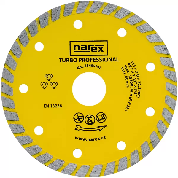 Diamantový kotouč 115mm Narex TURBO PROFESSIONAL univerzal