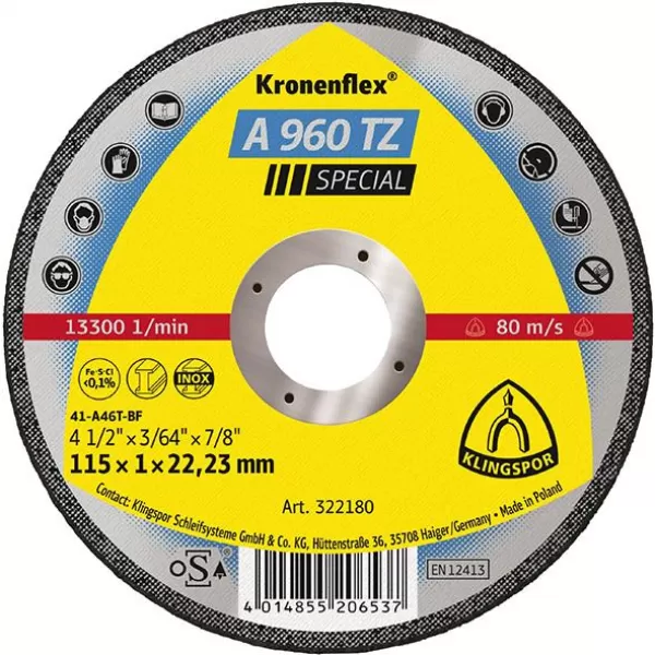 Kotouč řezný 115x1,0mm rovný  A960TZ KLINGSPOR bal. 25ks