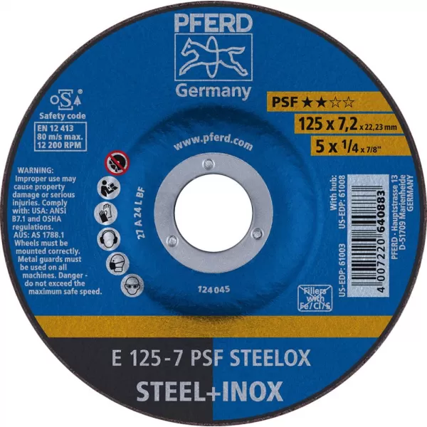 Kotouč brusný 125x7mm PSFSTEELOX ocel/inox PFERD