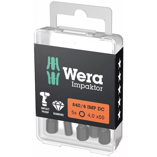 Bit šroubovací 1/4" DIN 3126 E6,3 Vnitř. šestihr. 6x50mm Balení 5 ks Wera 5157646001