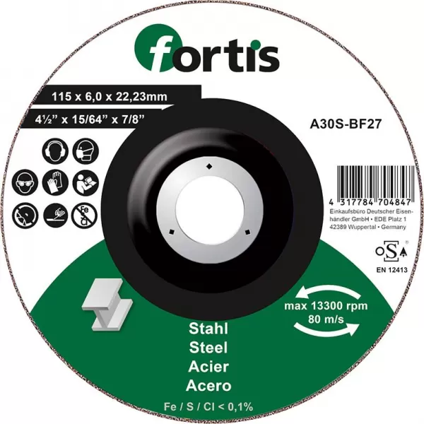 Kotouč brusný ocel 115 x 6,0mm FORTIS